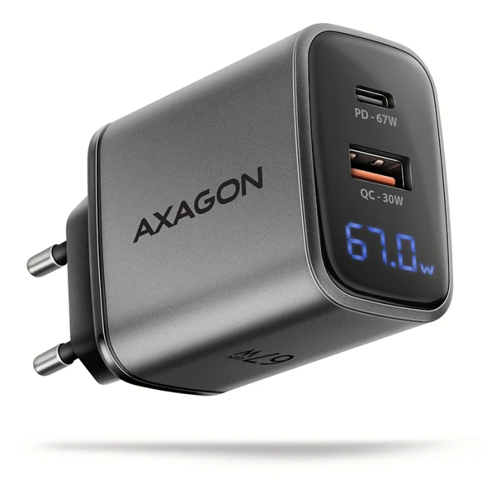 AXAGON PD3.0 & QC4+ LCD display 67W