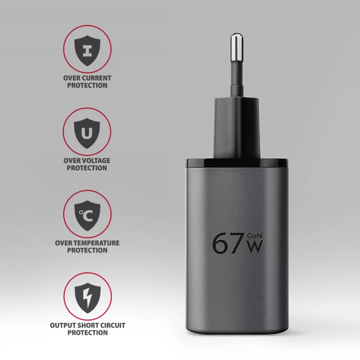 AXAGON PD3.0 & QC4+ LCD display 67W