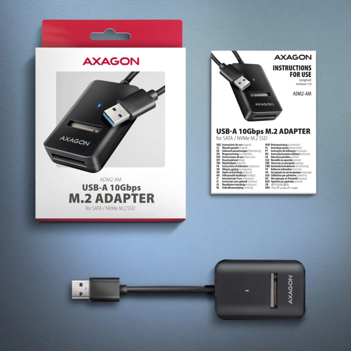 AXAGON USB-A 10Gbps > M.2 NVMe/SATA