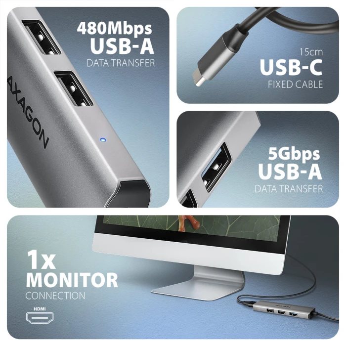 AXAGON USB-C 4in1 HUB HDMI