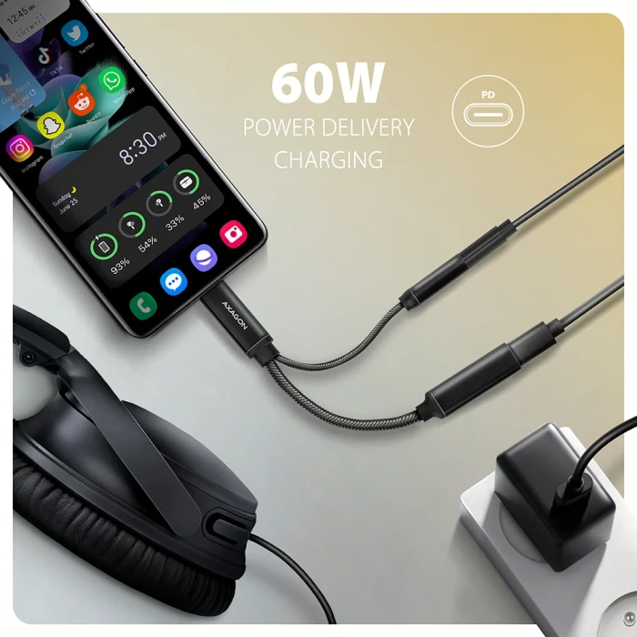 AXAGON USB-C DAC audio adapter PD 60W