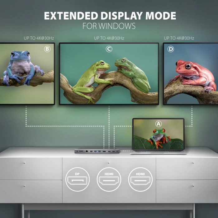 AXAGON USB-C TRIPLE 4K DISPLAY 11in1