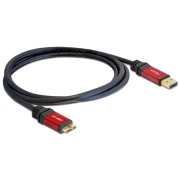 Кабел Delock USB-A мъжко - USB Micro-B мъжко, 2 м, Premium, Екраниран, Черен