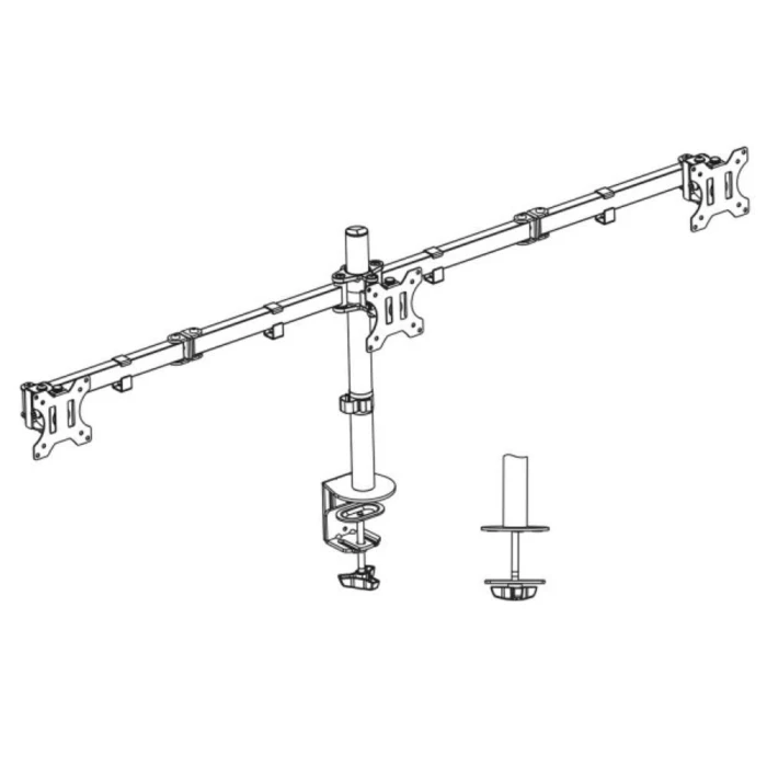 Стойка за 3 мониторa ACT AC8303, За бюро, Регулируема, 27", 3x7 кг, Черен