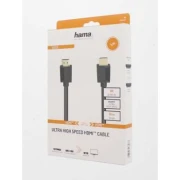 Кабел HAMA High Speed, HDMI мъжко - HDMI мъжко, 8K, 48GB/s, Ethernet, 1 м, Позл. конектори, Черен