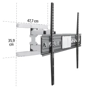 Стенна стойка за TV HAMA, Регулируема, 46"-90", до 75 кг, Черен/Бял