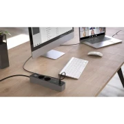 Разклонител Hama ,2-гнезда, USB-C/A 65 W, PD, ключ on/off , 1.4 m, черен/сив