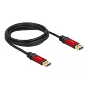Кабел Delock USB-A мъжко - USB-А мъжко, 2 м, Premium, Екраниран, Черен