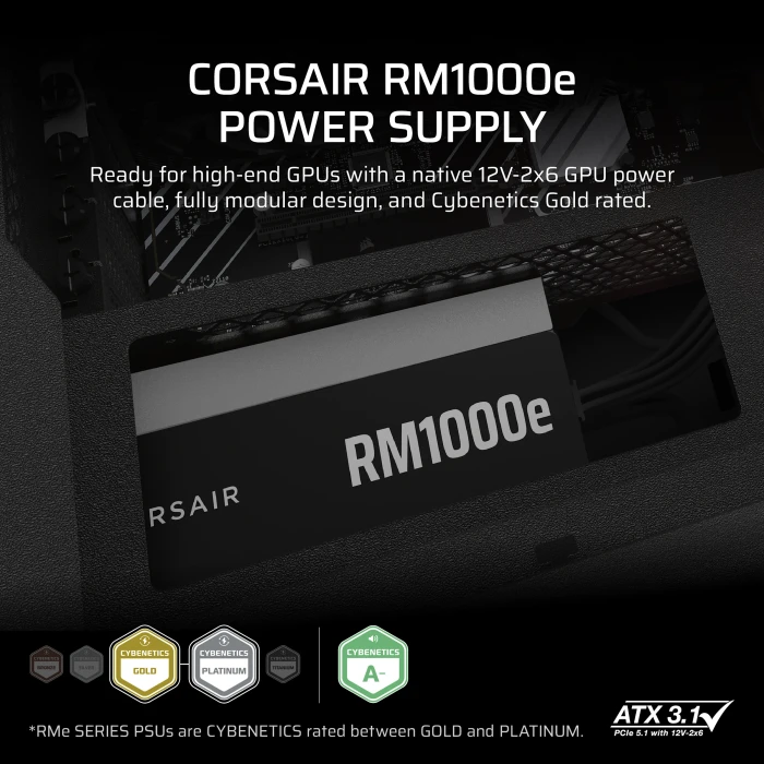 CORSAIR 2025 RM1000e Cybenetics GOLD 1000W