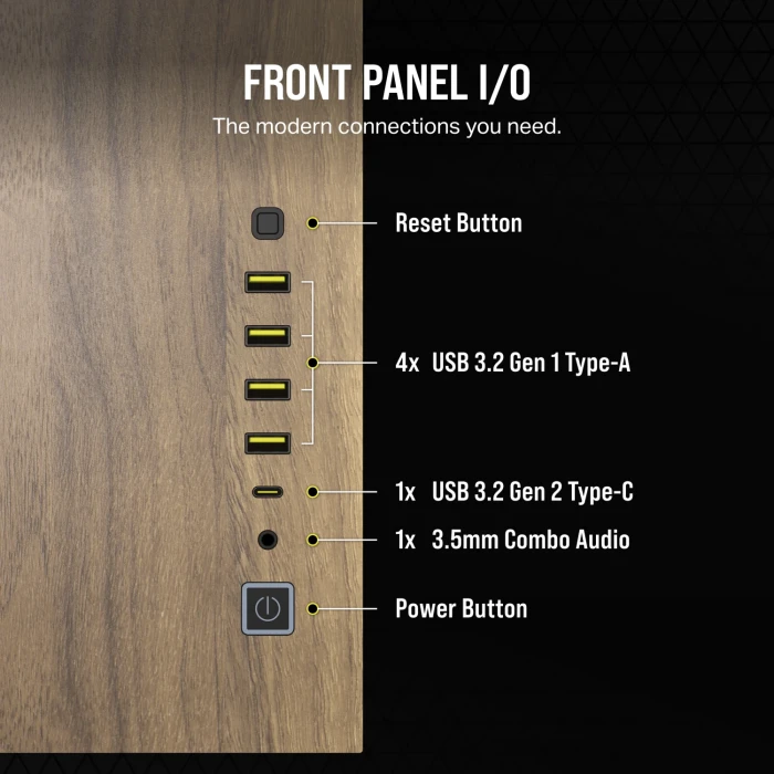 CORSAIR 6500X Black/Walnut Wood