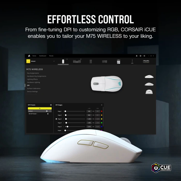 CORSAIR M75 WIRELESS Lightweight White