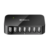 USB хъб D-Link DUB-H7/E със захранване, 7-порта, USB 2.0, Черен