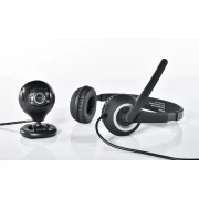 Комплект за стрийминг HAMA 139998, Слушалки с микрофон HS-P150, Камера Spy Protect 720P, Черен