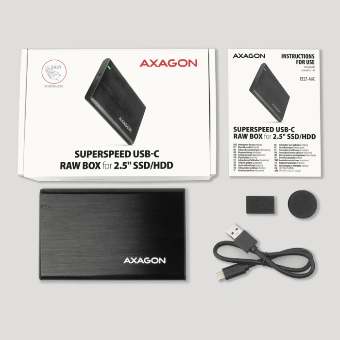 AXAGON кутия за диск 2.5" USB-C