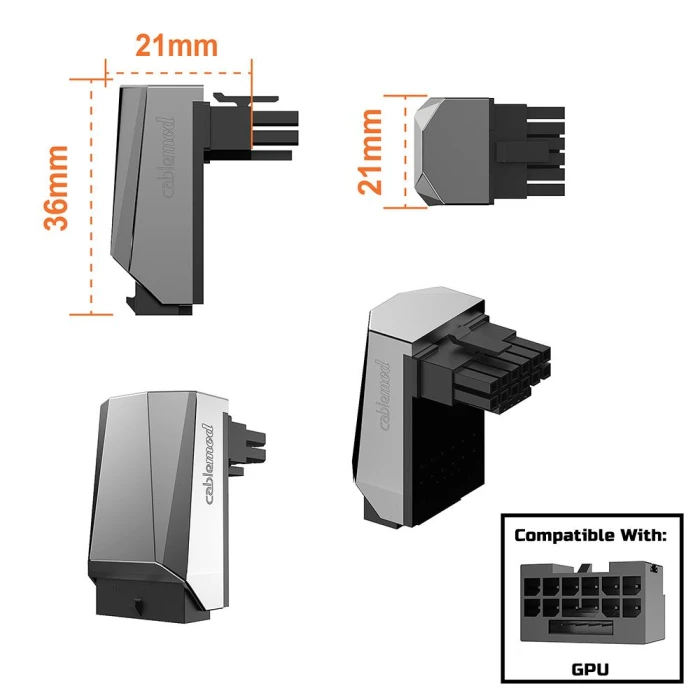 CableMod 12VHPWR 90 Degree Angled Adapter - Variant A Red