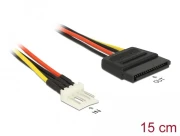 Кабел Delock Power Cable SATA 15 pin receptacle > 4 pin floppy male 15 см