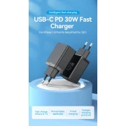 Vention бързо зарядно Fast Charger Wall - QC4.0, PD3.0 Type-C, 30W Black - FAIB0
