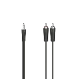 Аудио кабел HAMA, 3.5 mm жак мъжко - 2 x Чинч мъжко, 5м, Черен