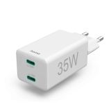 HAMA Бързо мини зарядно, 2x USB-C, PD/Qualcomm®, 35 W, бял