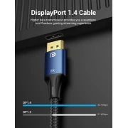 Vention кабел Display Port 1.4 DP M / M 8K 1m - Cotton Braided, Blue Aluminum Alloy - HCELF