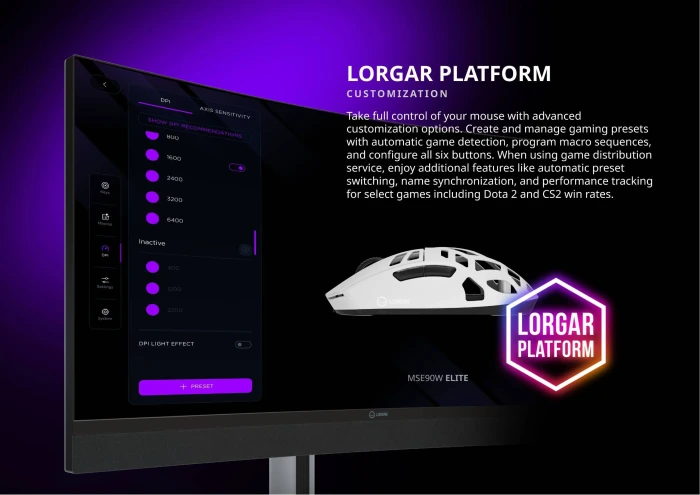 LORGAR MSE90W Magnesium 4K Grey