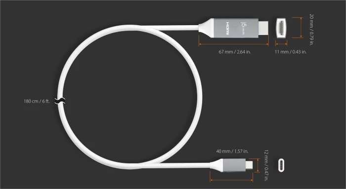 j5create USB-C > HDMI 2.0 4K - 1.8m