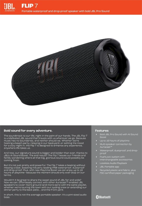 JBL Flip 7 Bluetooth - Black