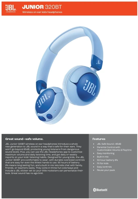 JBL Junior 320BT Bluetooth - Blue