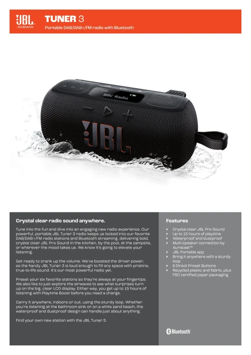 JBL Tuner 3 Bluetooth Radio - White