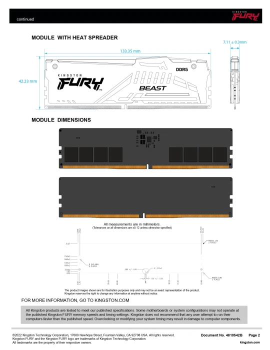 KINGSTON FURY Beast RGB 32GB (2x16GB) DDR5 6000MHz CL40
