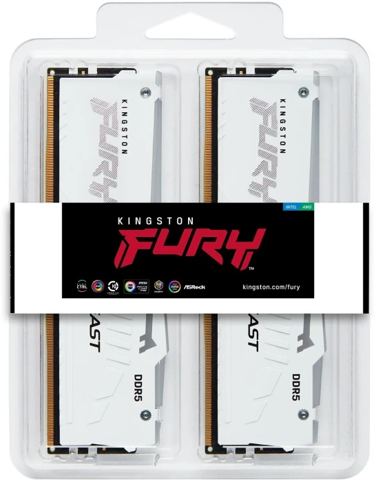 64GB (2x32) DDR5-6000 CL30 Kingston FURY Beast White RGB