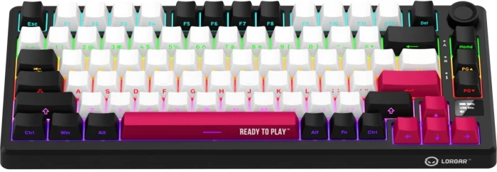 LORGAR KBP7075W Wireless PBT Black