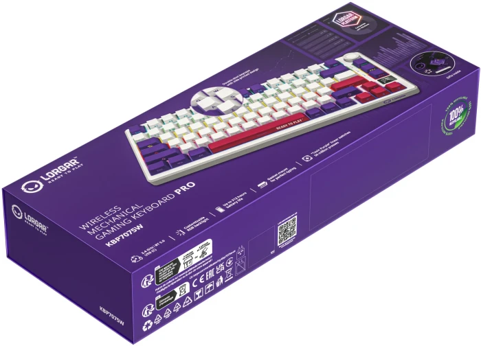 LORGAR KBP7075W Wireless PBT White