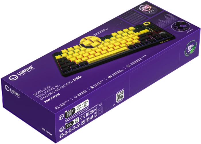 LORGAR KBP7075W Wireless PBT Yellow