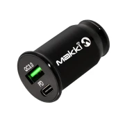 Makki зарядно за кола Fast Charger Car - Type-C + USB QC3.0 20W - MAKKI-CC20W02-BK