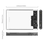 Orico външна кутия за диск Storage - Case - 2.5 inch 10Gbps Type-C Transparent - 2139C3-G2-CR-BP