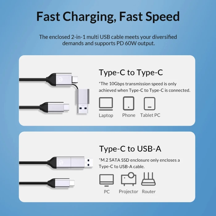 Orico Dock 2 x HDD/SSD 2.5"/3.5" USB-C/A