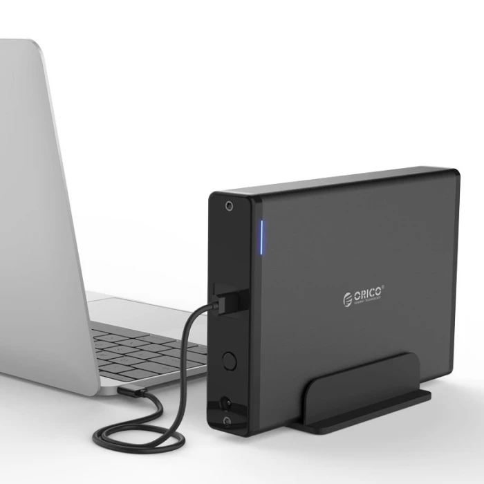 Orico кутия за диск Storage - Case - 3.5 inch Vertical, USB3.1 Type-C, Power adapter, UASP, black - 7688C3-BK