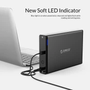 Orico кутия за диск Storage - Case - 3.5 inch Vertical, USB3.1 Type-C, Power adapter, UASP, black - 7688C3-BK