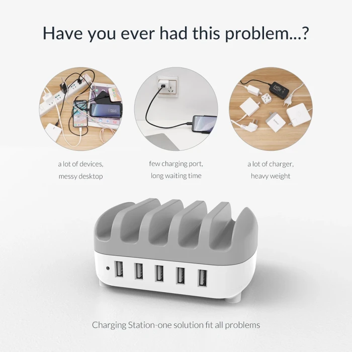 Orico Charger Station 220V - 5 x USB 40W White - DUK-5P-EU-WH