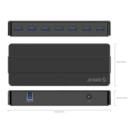 Orico хъб USB3.0 HUB 7 port Black - H7928-U3-V1-BK