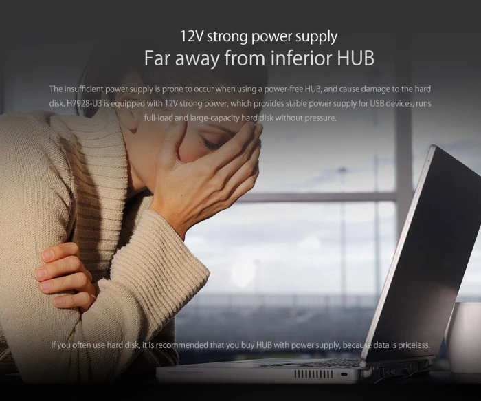 Orico хъб USB3.0 HUB 7 port Black - H7928-U3-V1-BK