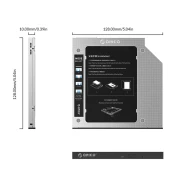 Orico тънко кади за лаптоп Laptop Caddy 9.0-9.5mm SATA3 with LED/switch - M95SS-SV