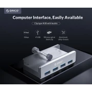 Orico хъб USB 3.0 HUB Clip Type 4 port - Aluminum - MH4PU-SV