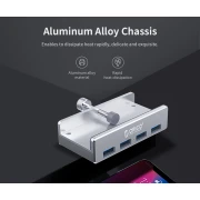 Orico хъб USB 3.0 HUB Clip Type 4 port - Aluminum - MH4PU-SV