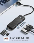 Orico хъб HUB USB3.1 Type-C - 3 x USB3.0, SD, TF - PAPW3AT-C3-015-BK