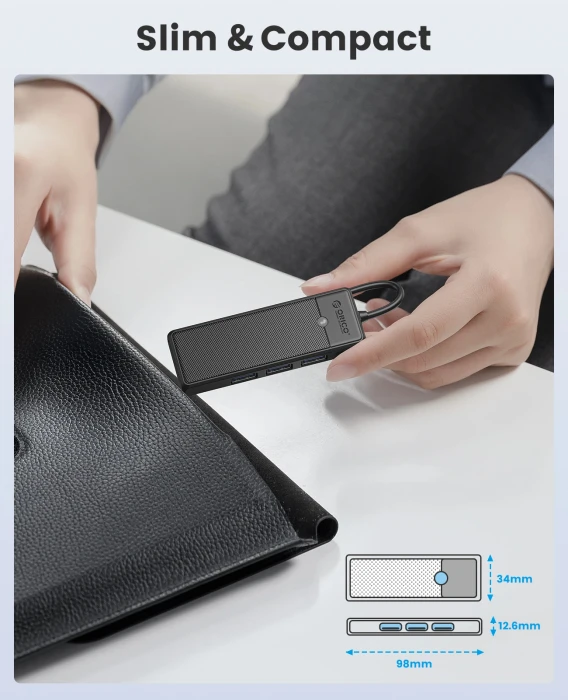 Orico хъб HUB USB3.1 Type-C - 3 x USB3.0, SD, TF - PAPW3AT-C3-015-BK