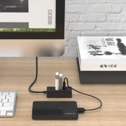 Orico хъб USB3.0 HUB 4 port - USB/Micro USB input, Black - W5P-U3-030