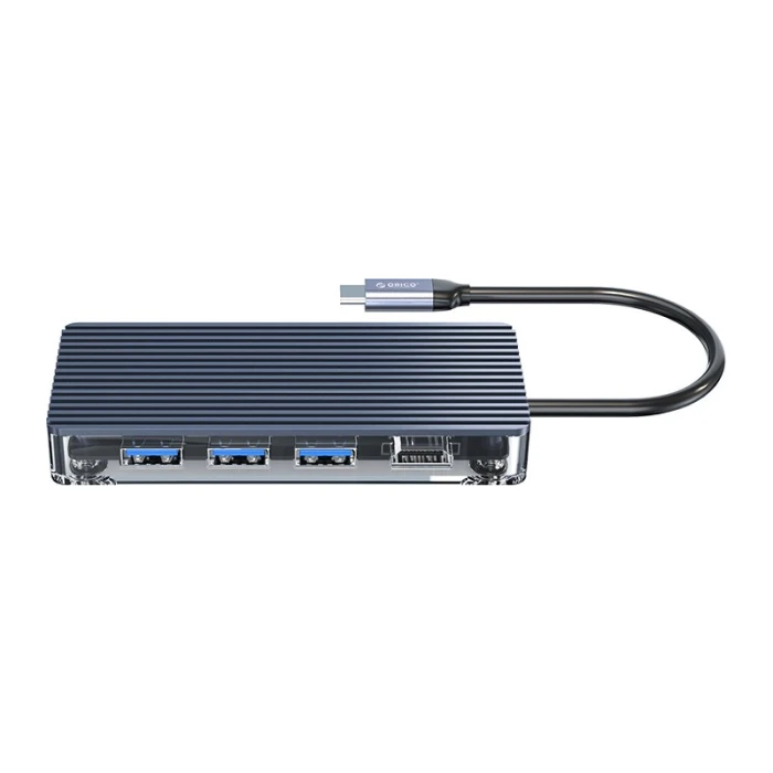 Orico докинг станция Type-C Docking Station Power Distribution 3.0 100W - HDMI, Type-C x 1, USB3.0 x 3, LAN, SD - WB-8P-GY