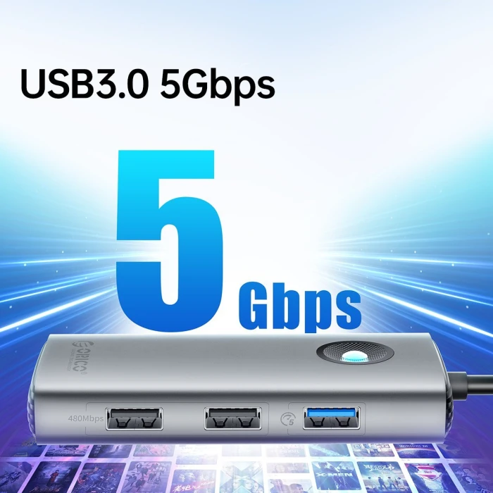 Orico Docking Station PW11-5P-GY-EP - HDMI, USB3.0 x1, USB2.0 x1